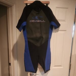 O'Neill Mens Sz XL Wetsuit Surfer Zip Pull Short Sleeve Shorts